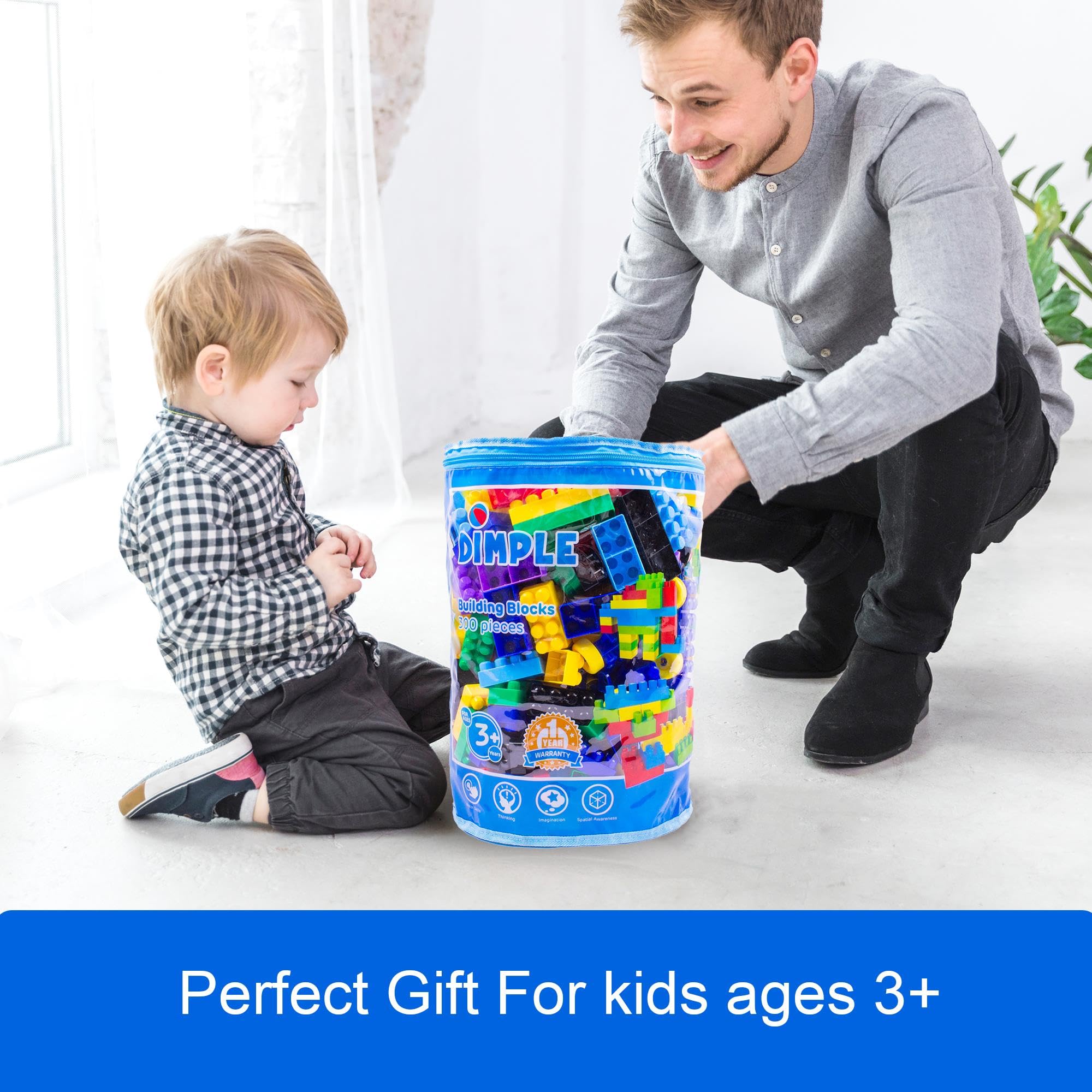 Dimple Building Blocks for Toddler (300 Pcs) Stacking Toys & Puzzle Games for Learning and STEM Fun Montessori Toys, Educational Baby Blocks Age 3+ Toddler Boy & Girl Birthday for Kids