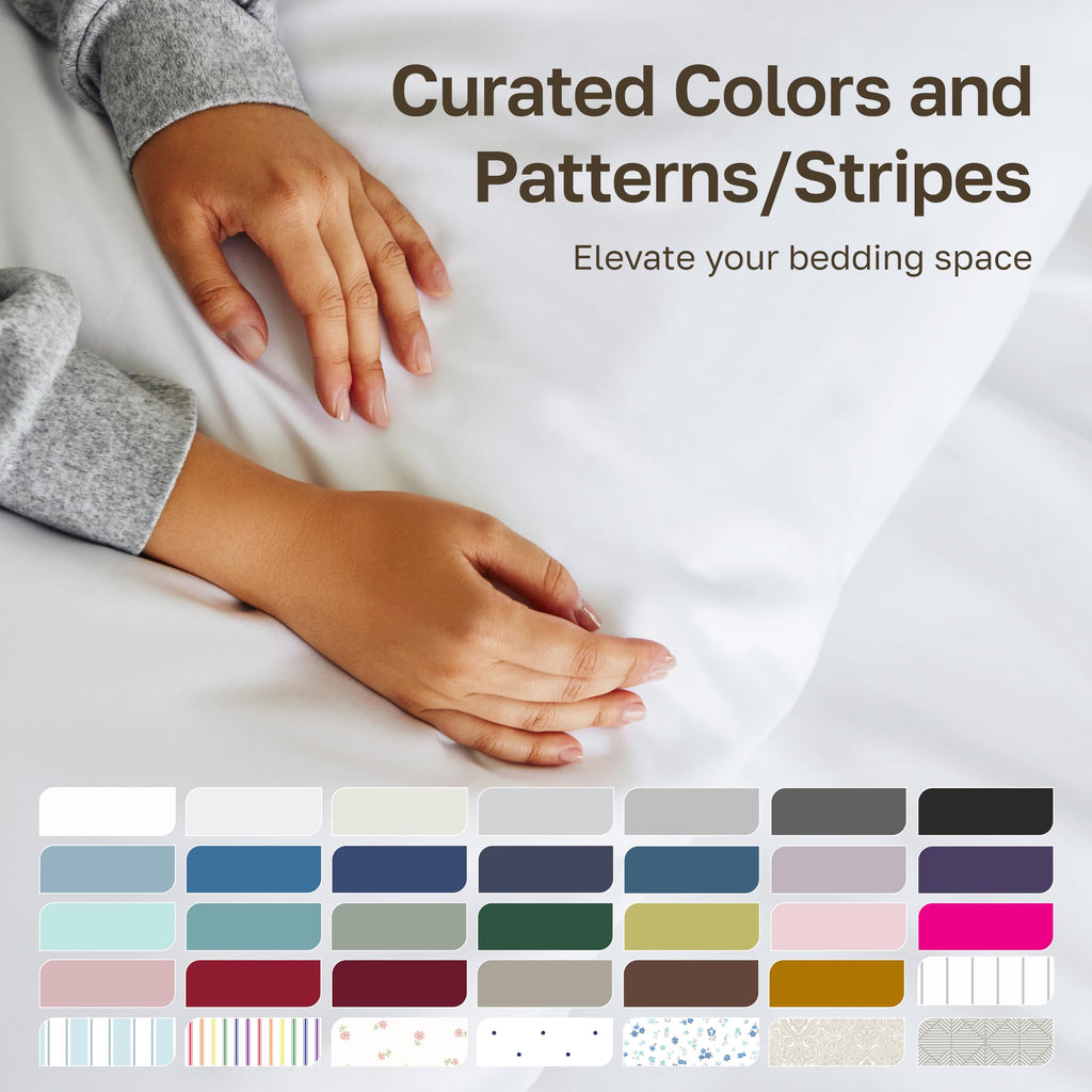 California Design Den Natural 100% Cotton Sheets Queen Size Bed Set - Soft 400 Thread Count Sateen, Queen Sheets, Deep Pockets with All Around Elastic for a Snug Fit, Durable Bedding - White