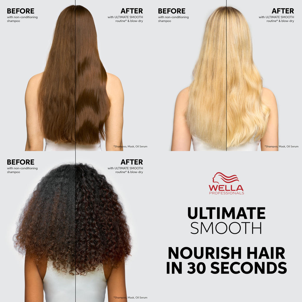 Wella Professionals ULTIMATE SMOOTH Shampoo for Dry, Dull & Frizzy Hair | With Squalane & Omega 9 | 8.4 Fl Oz