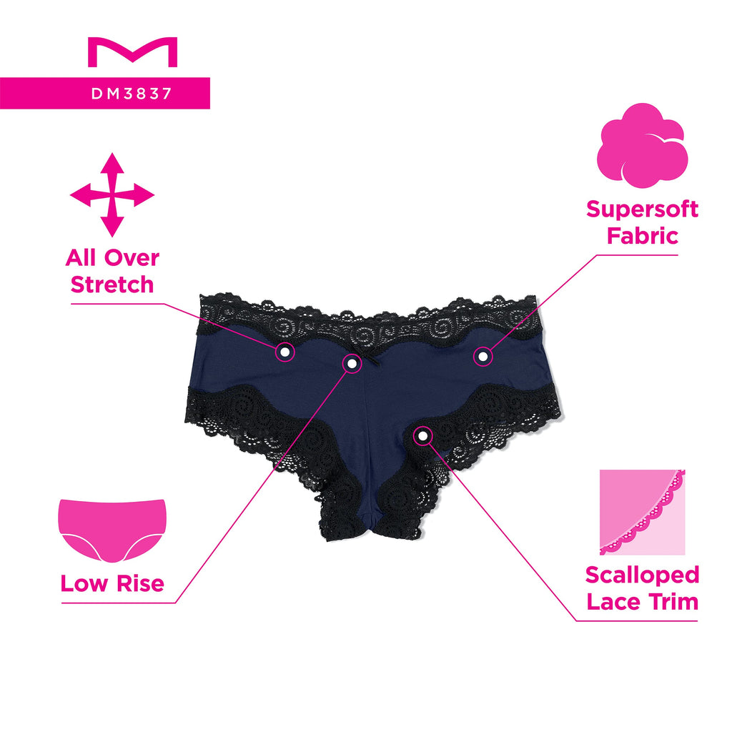Maidenform Women's Underwear Pack w/Low-Rise, 3-Pack, Cheeky Lace Underwear Women Pack, Comfortable Lace Panties for Women