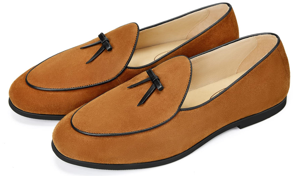 Journey West Men's Vintage Loafers for Men Belgian Loafers Slip-on Loafer Penny Loafer Casual Loafers Brown US 7