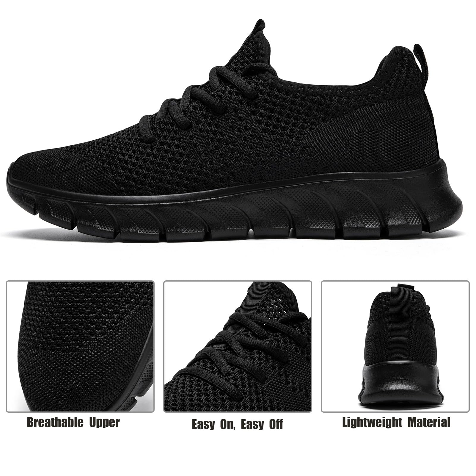 YRLTYO Mens Tennis Shoes Running Sneaker Slip On Walking Gym Workout Athletic Breathable Lightweight Jogging Casual Sport Shoes Black Size 12
