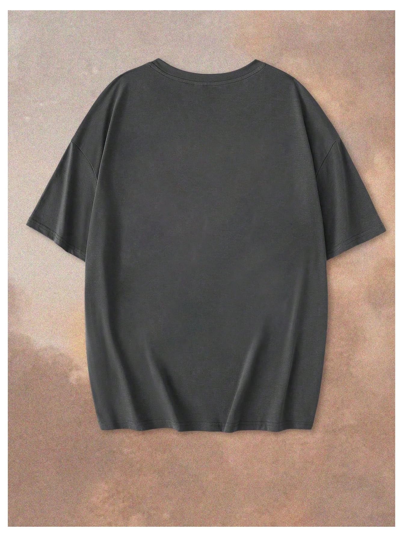 SOLY HUX Women's Letter Print Graphic Tees Crew Neck Short Sleeve Oversized T Shirt Vintage Summer Tops Dark Grey Letter Large