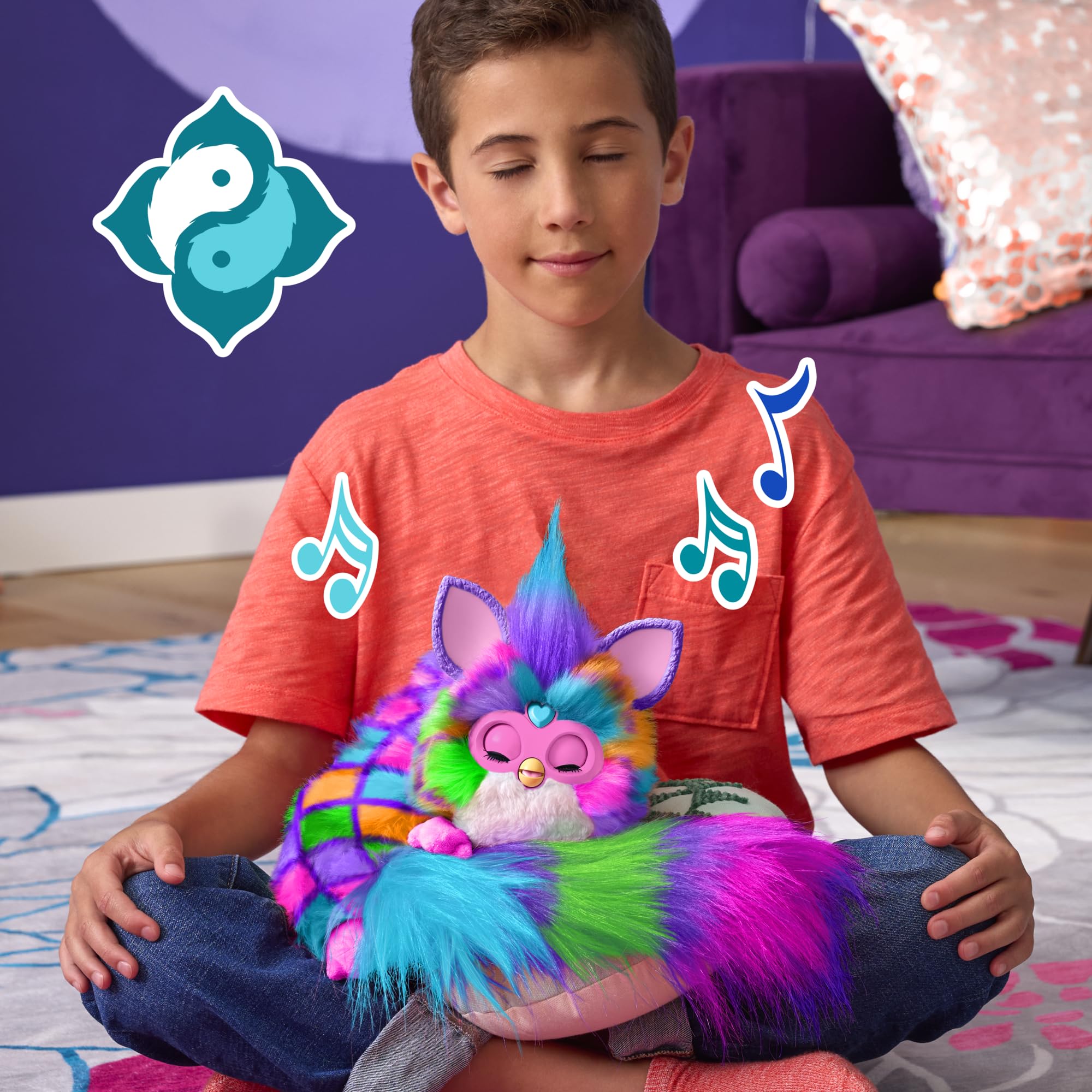 FURBY DJ Interactive Toy, Neon Star, Snuggly Electronic Plush, Music, Lights, Motion, & Games, Speaks English & Furbish, 32 in Long, 6+ Years (Amazon Exclusive)
