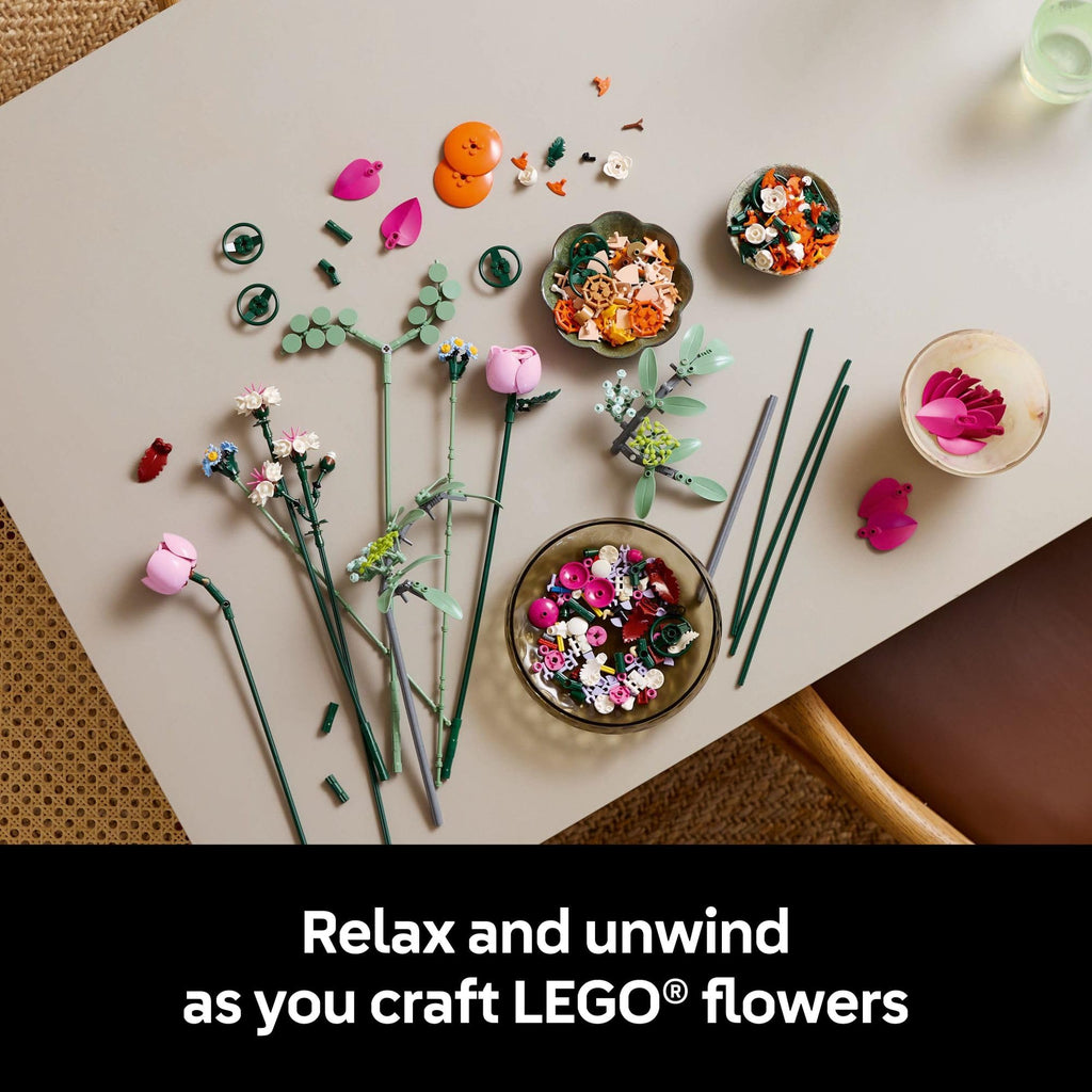 LEGO Botanicals Pretty Pink Flower Bouquet Building Set for Adults - Gifts for Birthdays for Her- Artificial Flowers for Decor or Table Display - 10342