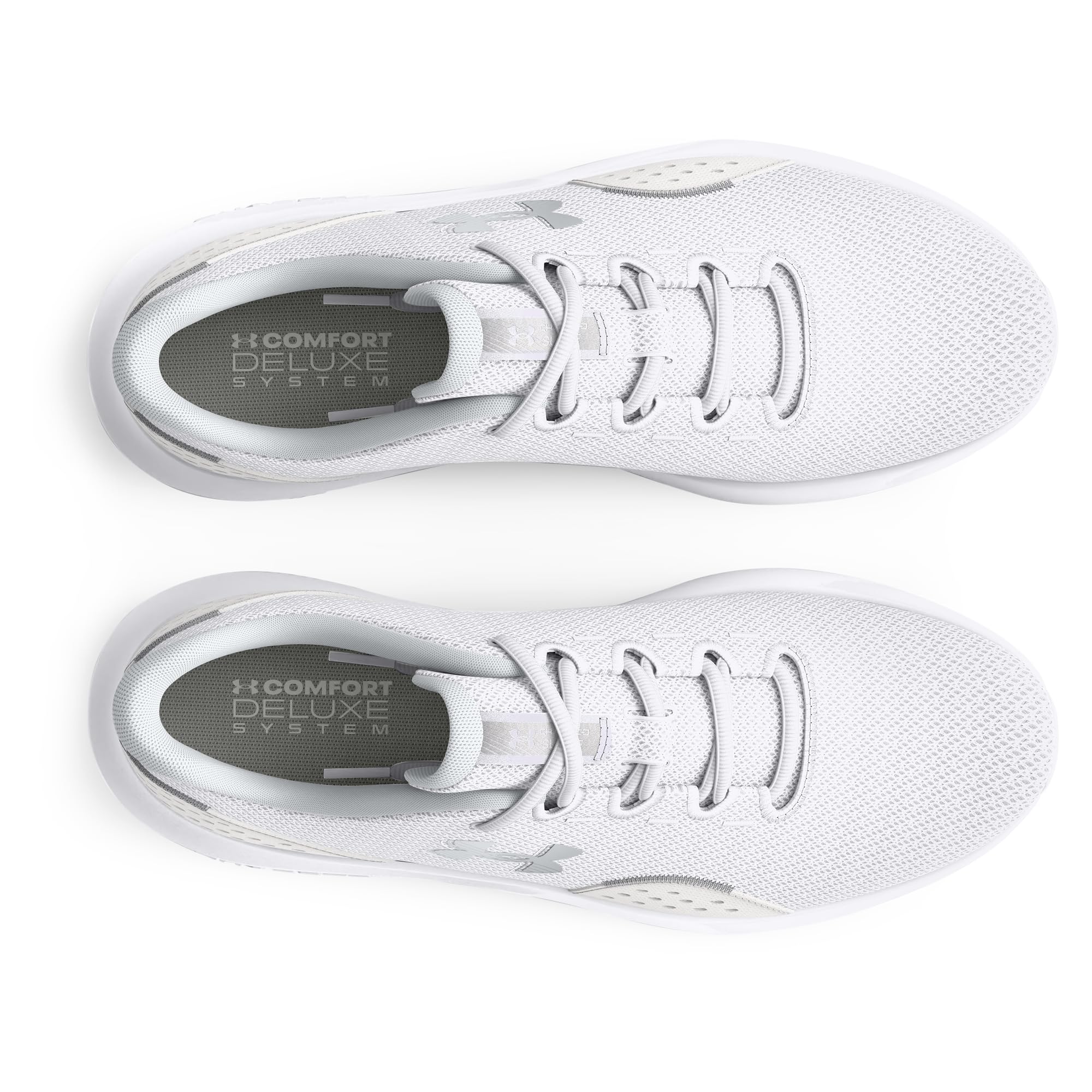 Under Armour Women's Charged Surge 4, (100) White/Distant Gray/Metallic Silver, 7, US