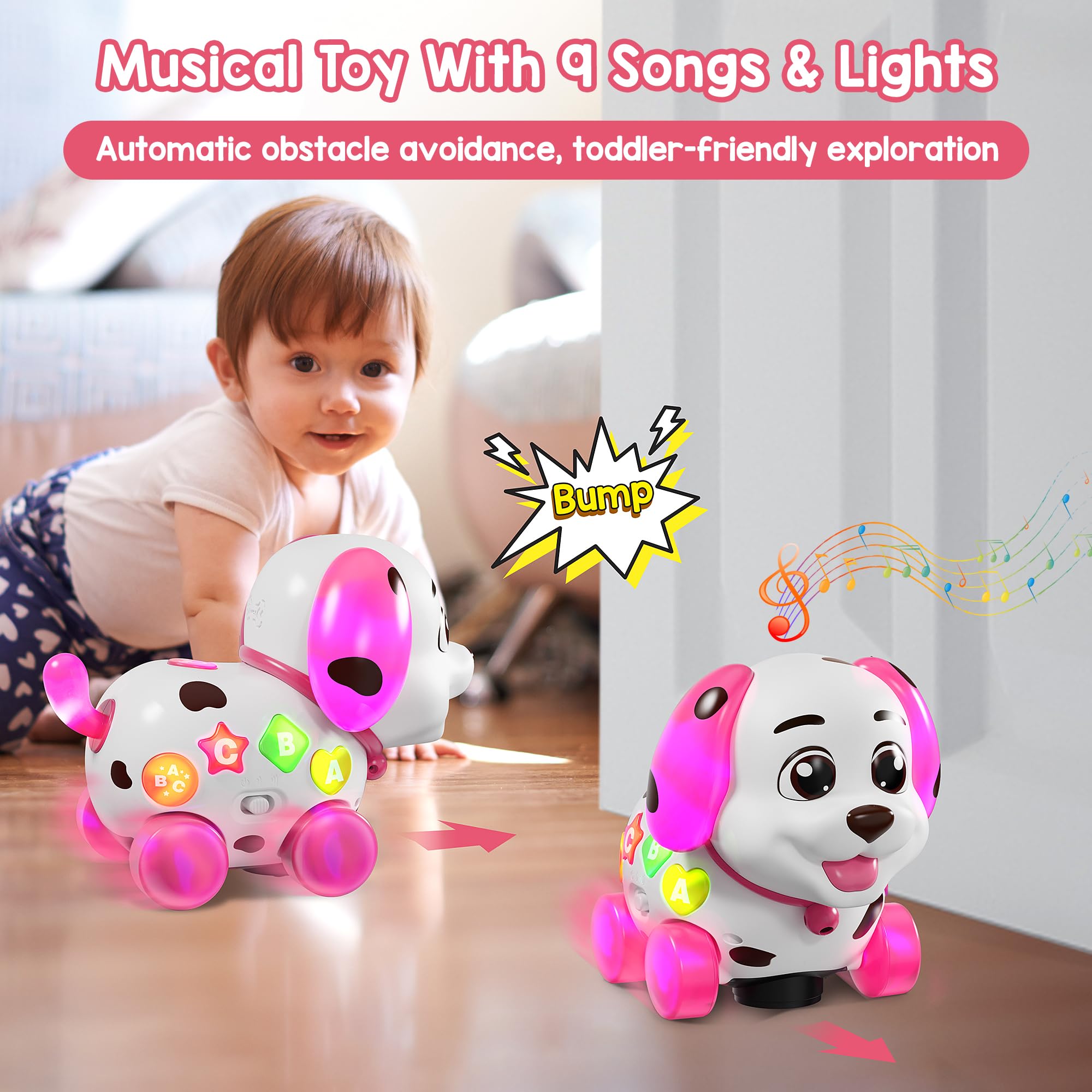 Grasili Musical Bilingual Puppy Toys for 1 Year Old Girl Gifts, First 1st Birthday Girl Gifts for 1 Year Old Toy, Learning Educational Baby Toy 6-12-18 Months