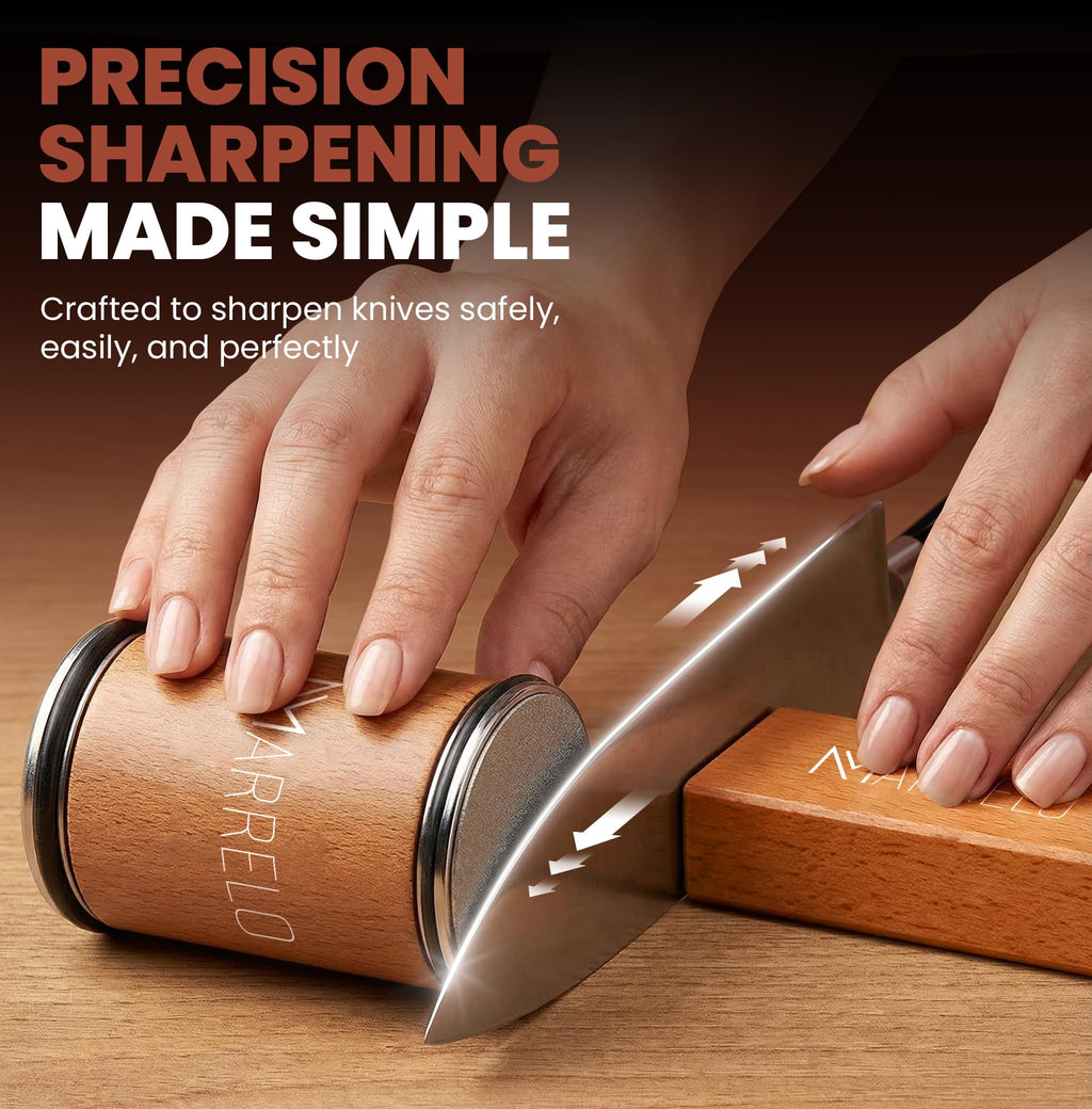 Rolling Knife Sharpener Kit, Diamond & Ceramic Roller Sharpener with 15°/20° Magnetic Angles for Kitchen, Chef, and Outdoor Knives, Professional Knife Sharpening Tool