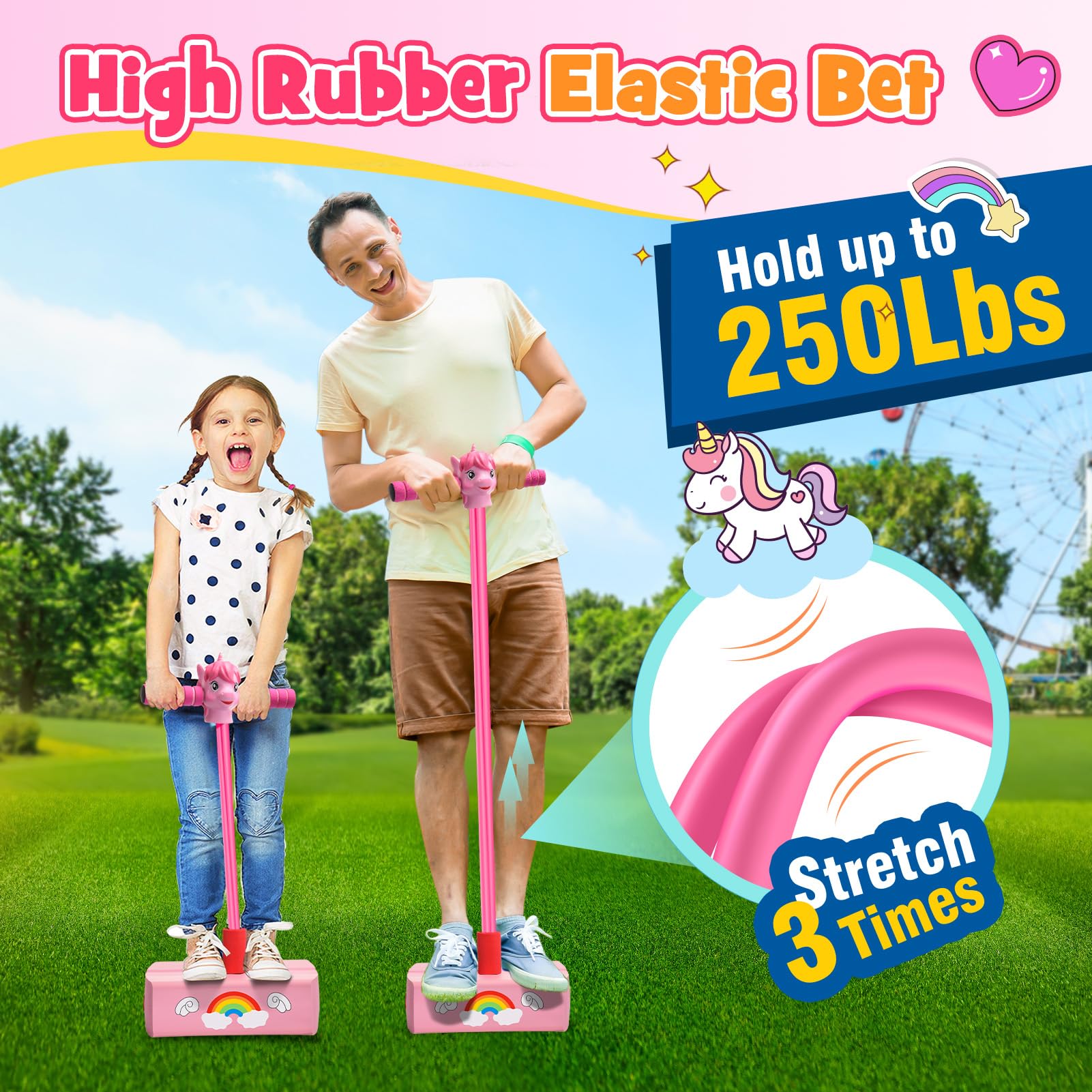 Jumping Helps Grow Taller, Unicorn Toys for Girls Age 4-6, Foam Pogo Jumper for Kids Pogo Stick for Kids, Outdoor Indoor Toys Birthday Party Gifts Christmas Stocking Stuffers (Unicorn)