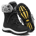 EARLDE Women’s Snow Boot With Waterproof Lace Up Mid-Calf Outdoor Winter Deep Tread Rubber Sole Size 8