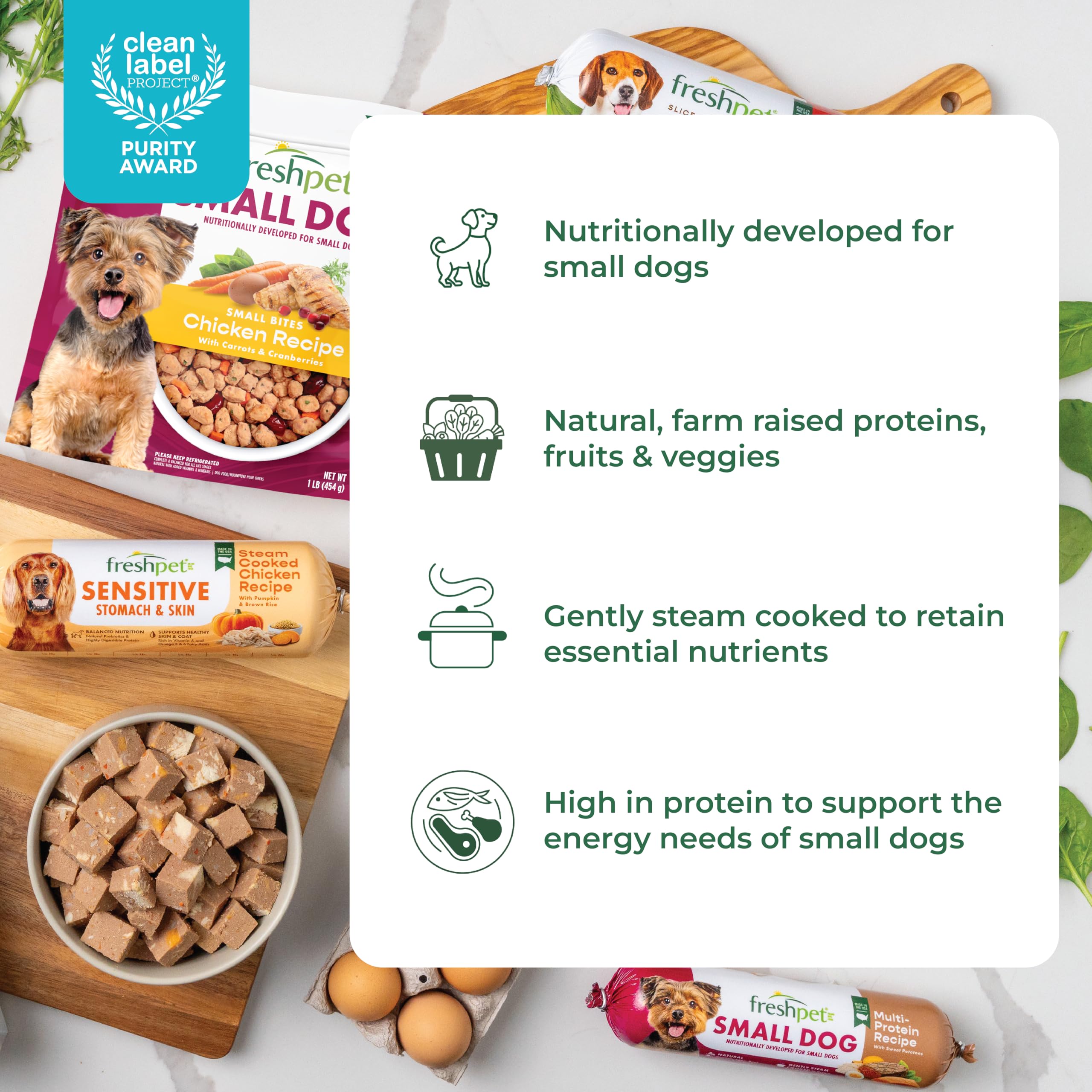 Freshpet Fresh Dog Food, Slice & Serve Roll, Small Dog Grain Free Chicken & Turkey Recipe, 1 lb.