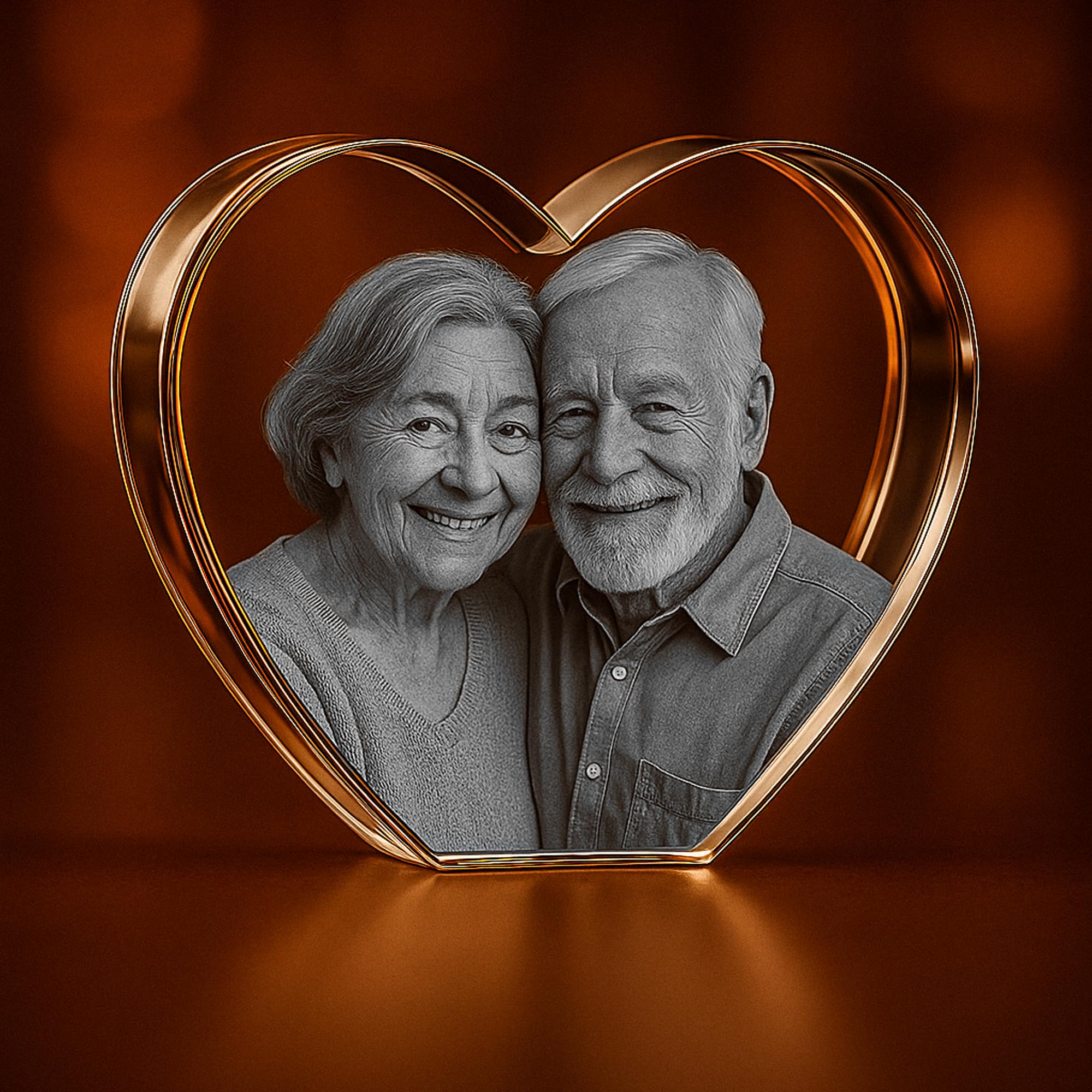 Personalized 3D Crystal Heart with Photo – Custom Laser Engraved Picture in Glass – Memorial, Wedding, Anniversary or Birthday Gift for Her, Him, or Pet – Size 4 x 3.5 x 2.5 inches