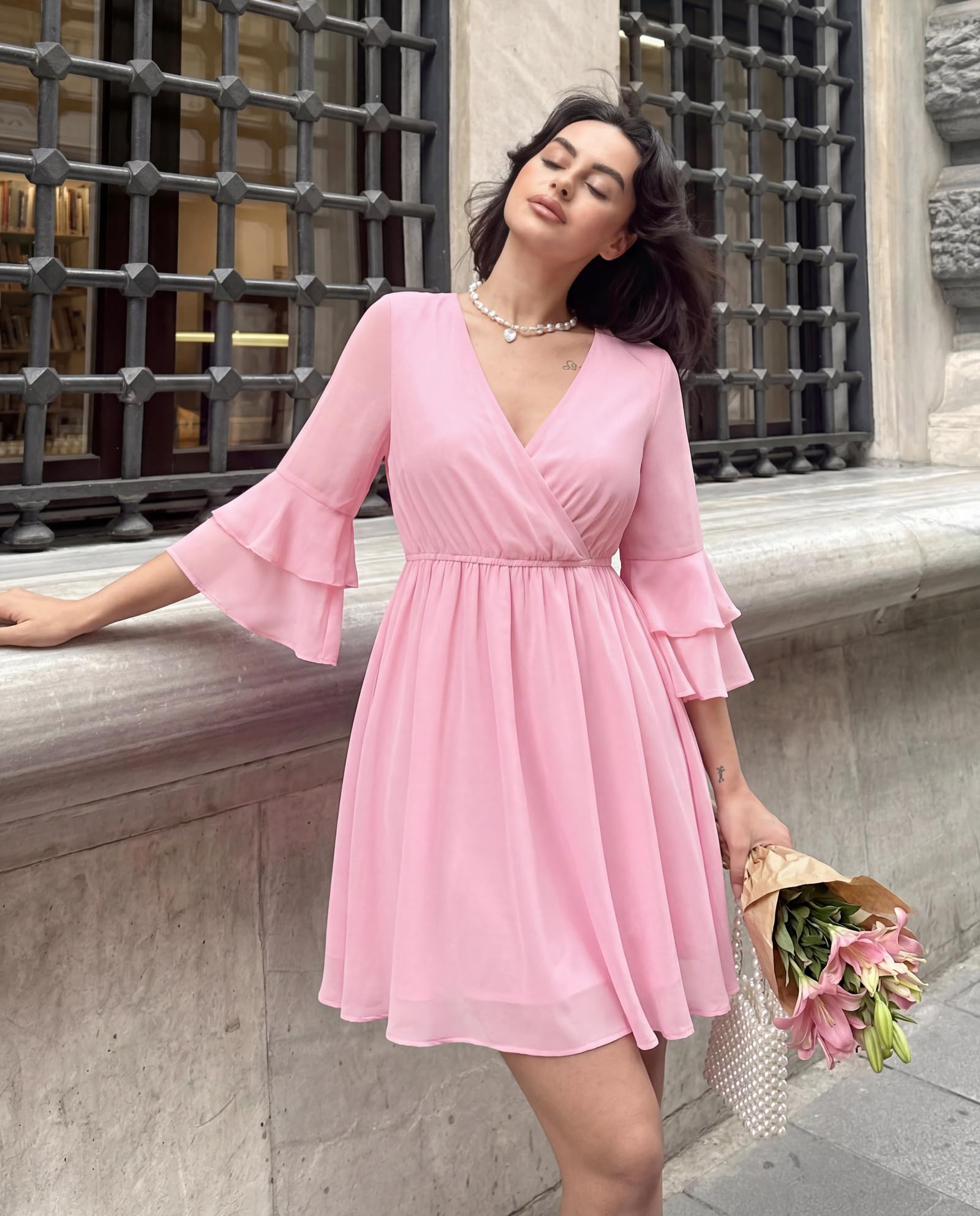 Bebonnie Plus Size Dresses for Curvy Women: Curvy Womens Spring Summer Cocktail Evening Tea Party Beach Vacation Cruise Tropical Outfits Graduation Birthday Bridal Shower Guest Maxi Dresses Pink XXL