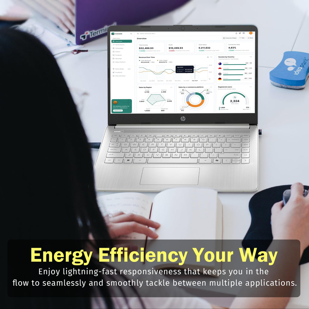 HP Stream 14" HD BrightView Laptop, Intel Celeron N150, 16GB RAM, 288GB Storage (128GB UFS + 160GB Docking Station Set), Intel UHD Graphics, 720p Webcam, Wi-Fi, 1 Year Office 365, Win 11 S, Silver
