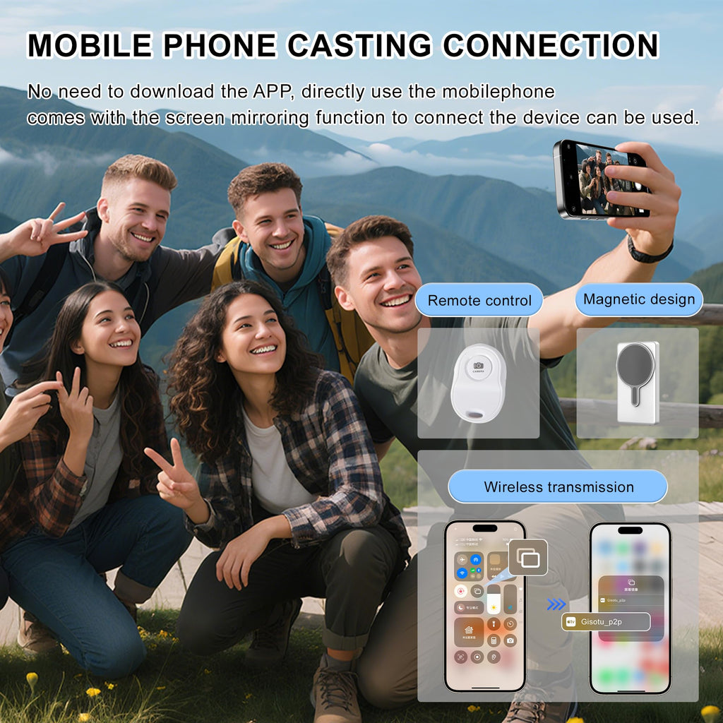 Selfie Monitor Screen for iPhone/Android,Magnetic Phone Vlog Selfie Screen with 1800mAh Battery&Bluetooth Remote,Wireless Back Camera Monitor for Live Streaming/TikTok(White)