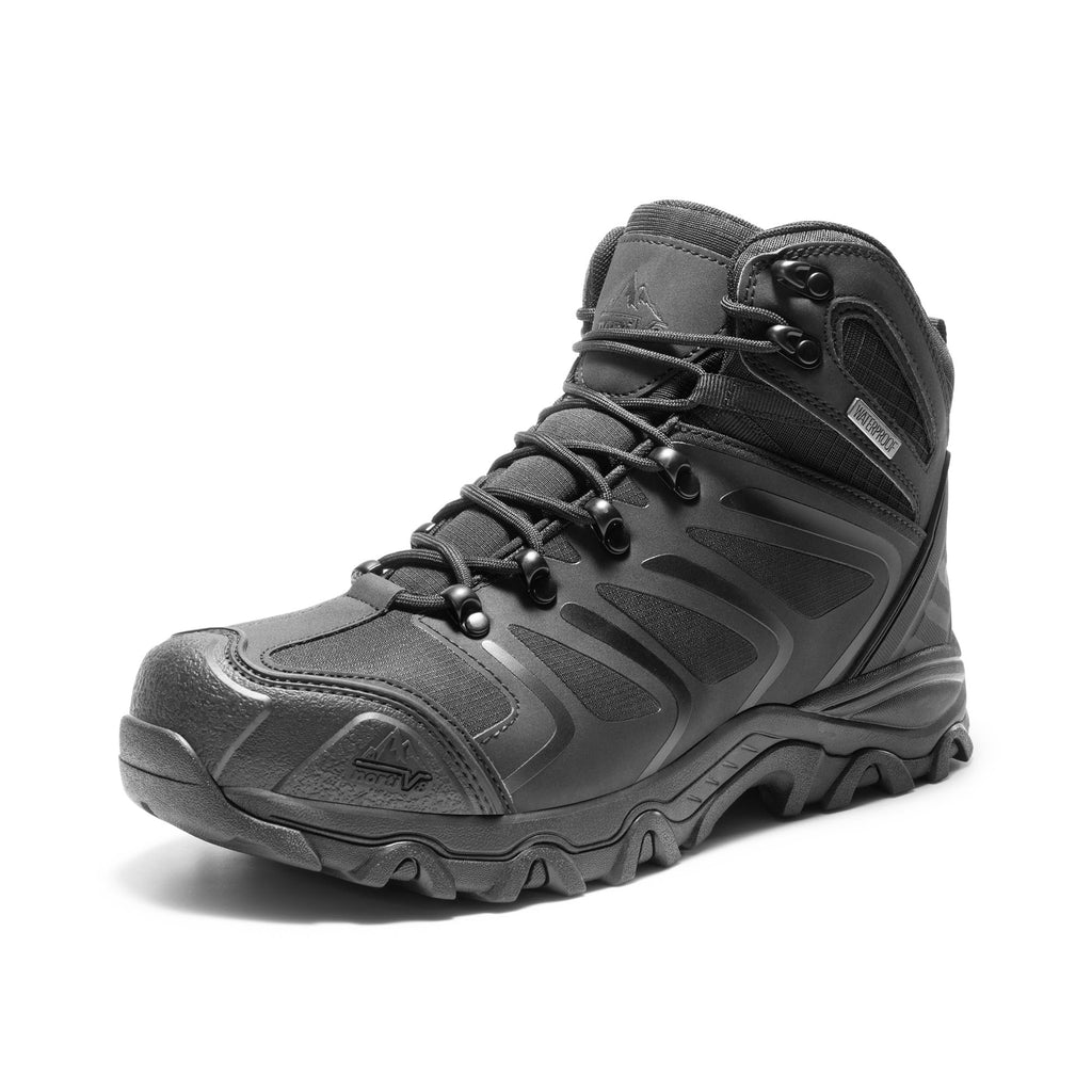 NORTIV 8 Waterproof Work Boots for Men Steel Toe Safety Construction Boots ARMADILLO-STL,Size 11,All Black,160448_M-STEEL