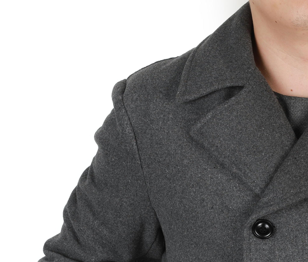 chouyatou Men's Classic Notched Collar Double Breasted Wool Blend Pea Coat (Medium, Gray)