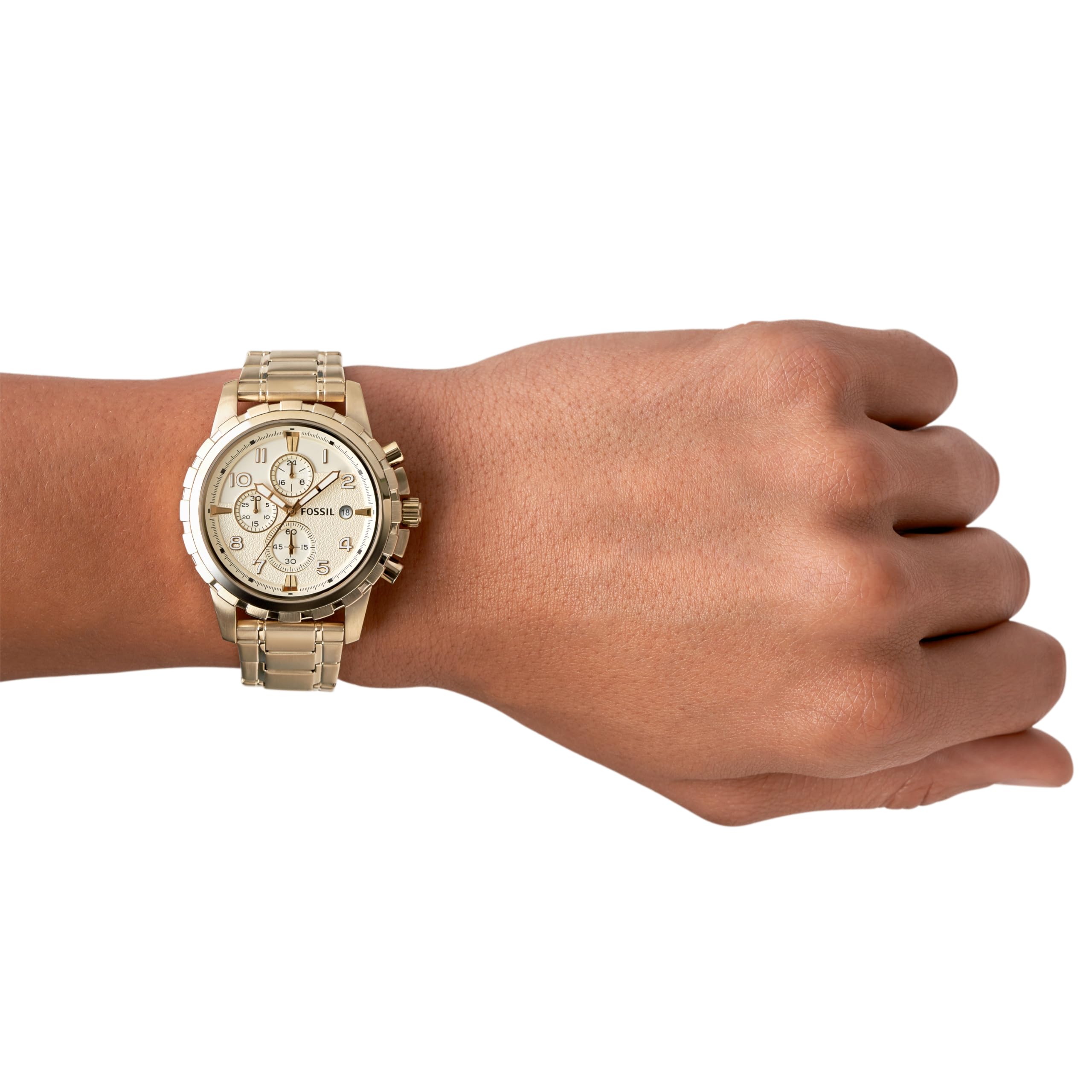 Fossil Men's Watch, Dean Quartz Stainless Steel Chronograph Watch for Men, Color: Gold
