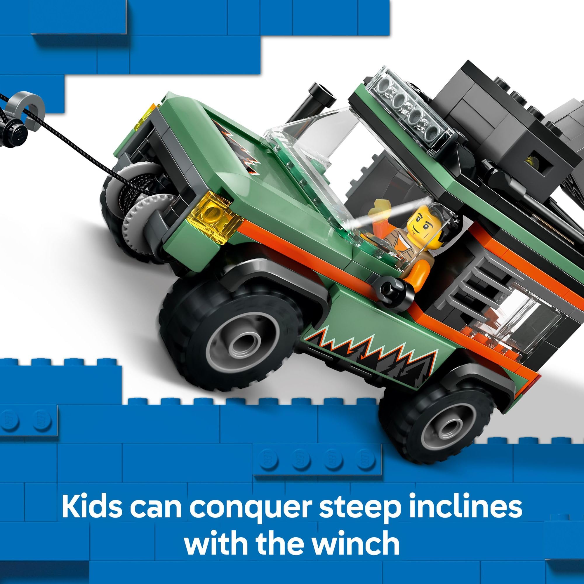LEGO City Off-Road 4x4 Mountain Truck Toy - Building Toy Set for Kids, Boys and Girls, Ages 6+ - Fun Gift Idea for Birthdays and Holidays - with Adventurer Minifigure and Accessories - 60447