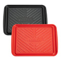 Cuisinart Grilling Prep & Serve Trays, 17x10.5 inch BBQ Tray Safe for Food Handling, 2 Dishwasher Safe Nesting Trays Black & Red, Perfect Grilling Accessories for Cooked & Raw Meat, Fits 6 Burgers