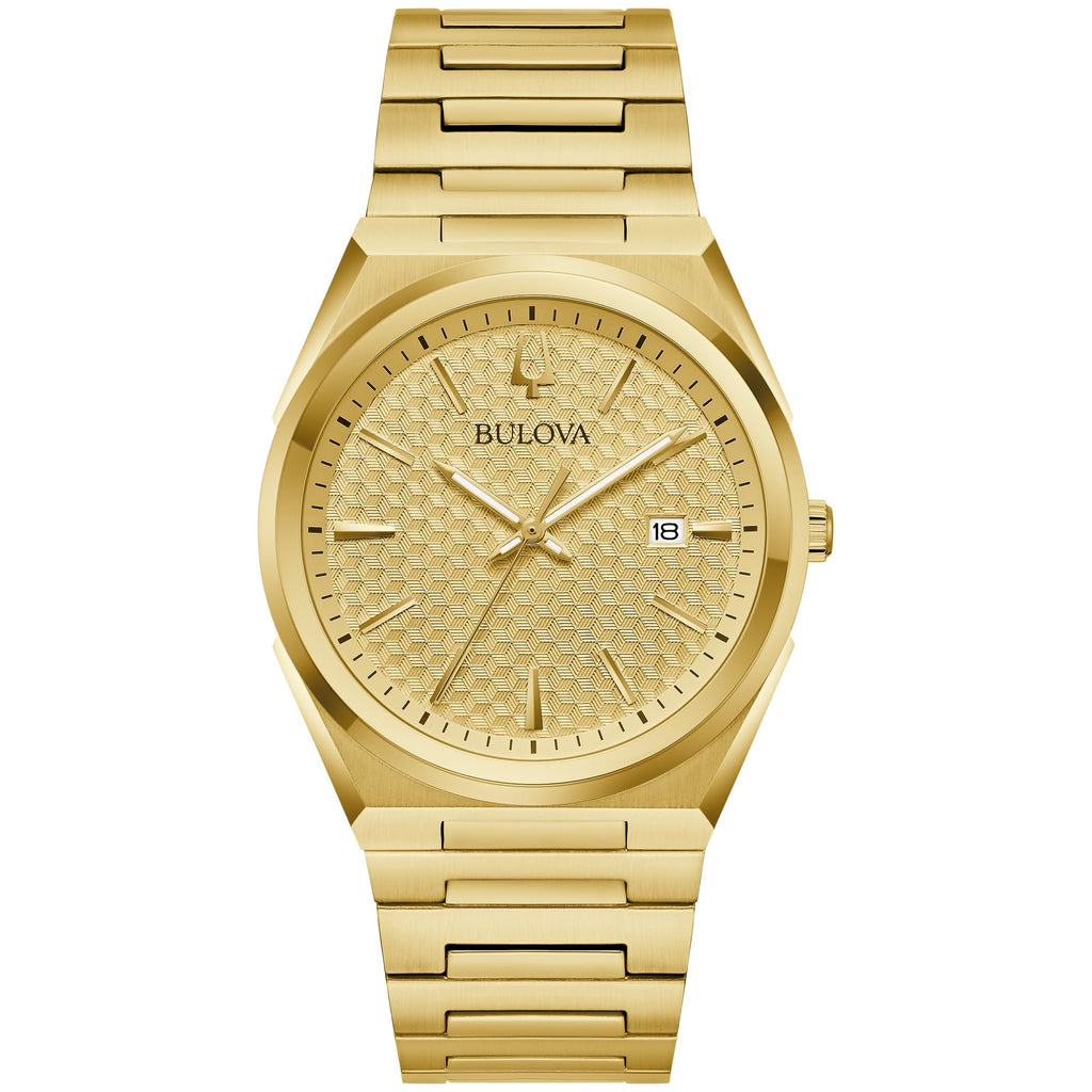 Bulova Mens Classic Quartz Gold Stainless Steel Watch, Champagne Pattern Dial, Style:97B226