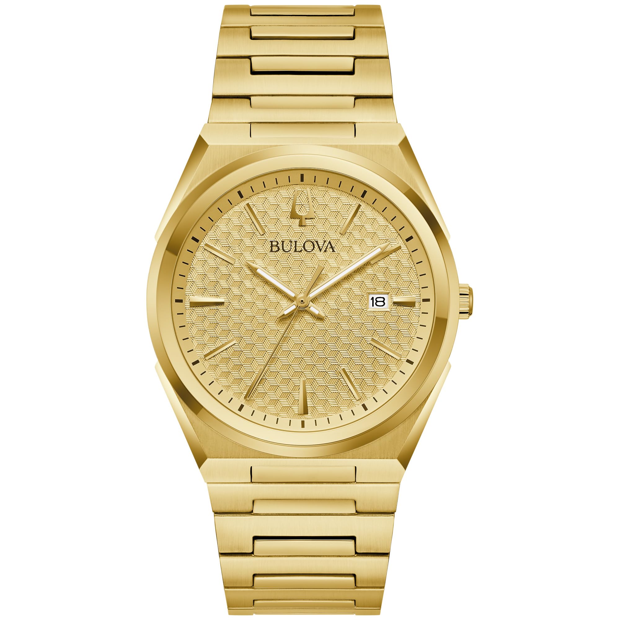 Bulova Mens Classic Quartz Gold Stainless Steel Watch, Champagne Pattern Dial, Style:97B226