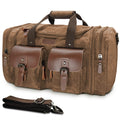 Wildroad Waxed Canvas Genuine Leather 50L Waterproof Duffle Bag - Vintage Travel Weekender Overnight Carry On