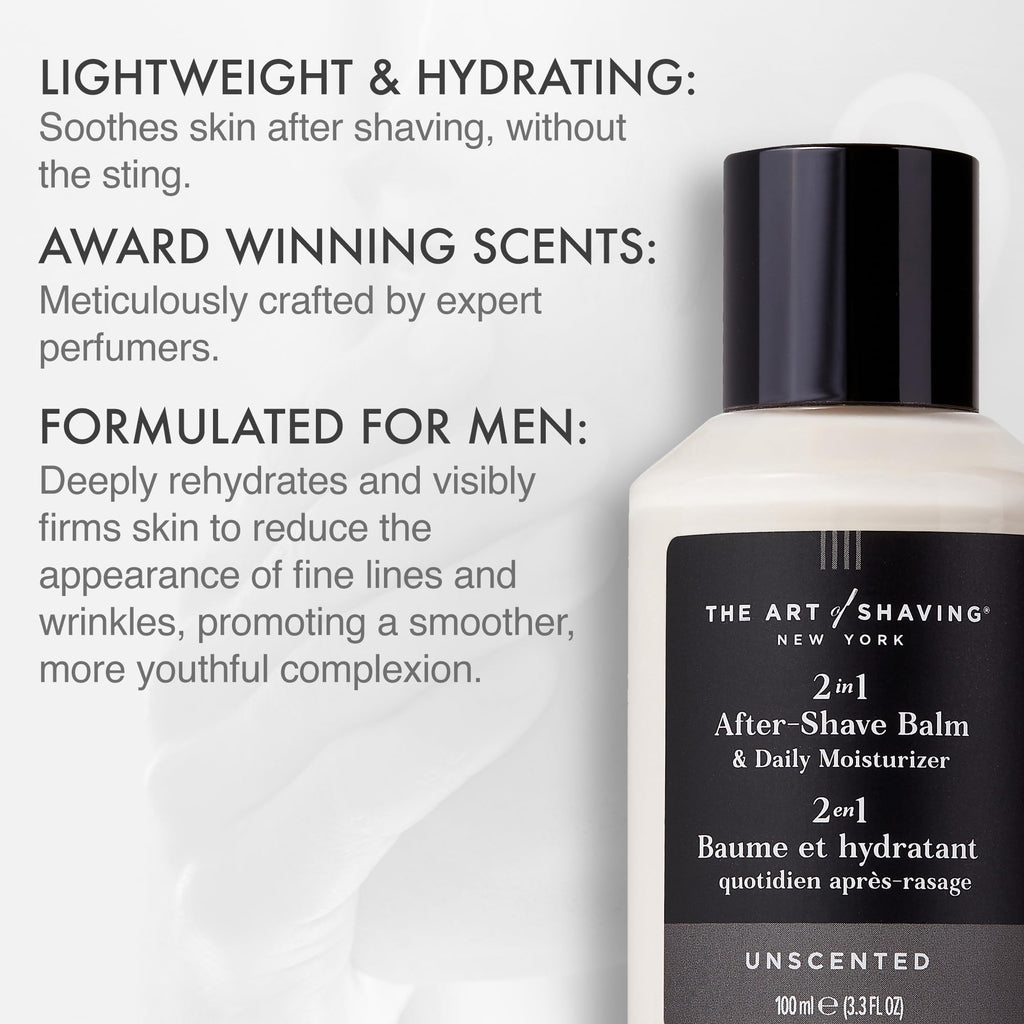 The Art of Shaving After-Shave Balm for Men - Face Moisturizer, Clinically Tested for Sensitive Skin, Unscented, 3.3 Fl Oz /100 ml, (Pack of 1)