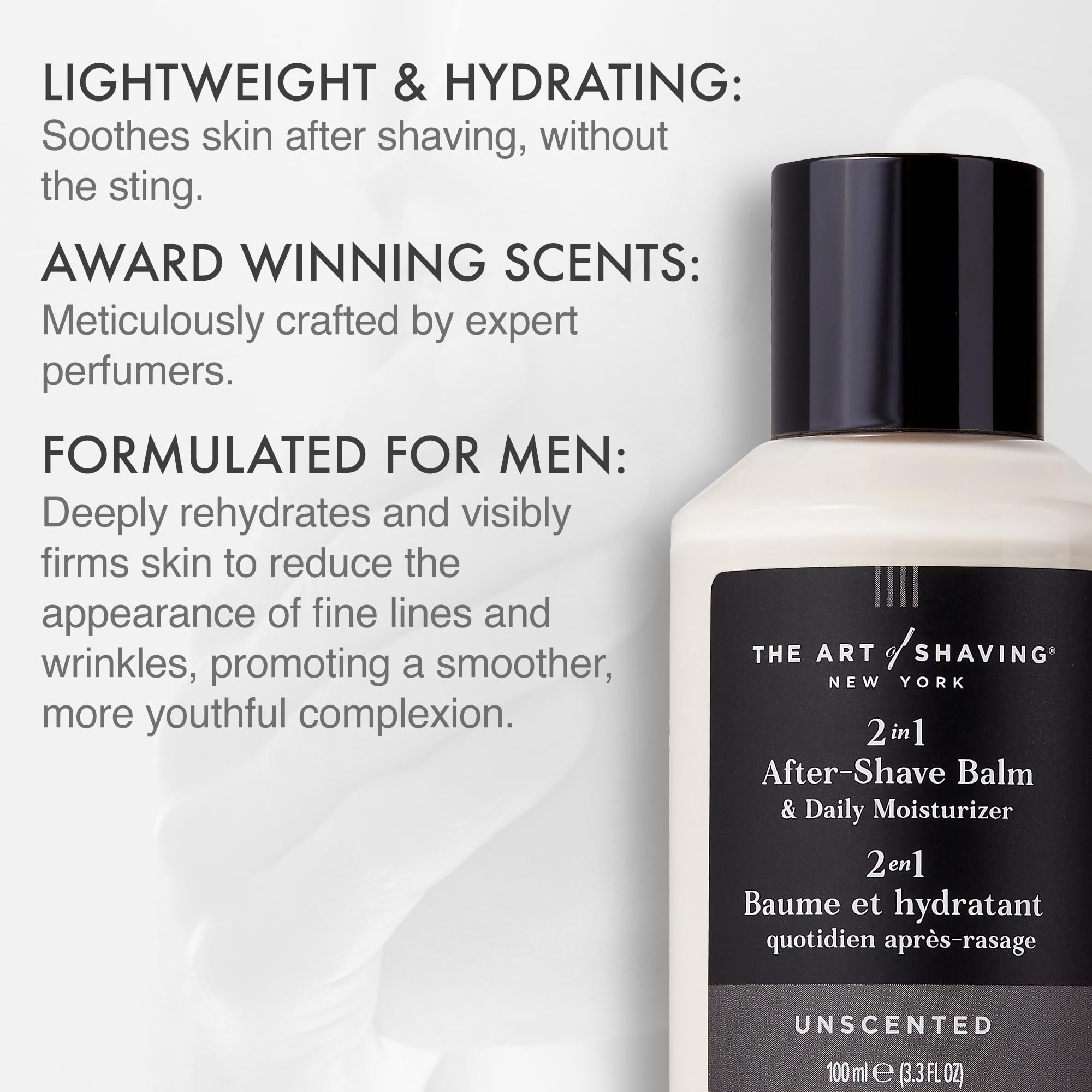The Art of Shaving After-Shave Balm for Men - Face Moisturizer, Clinically Tested for Sensitive Skin, Unscented, 3.3 Fl Oz /100 ml, (Pack of 1)