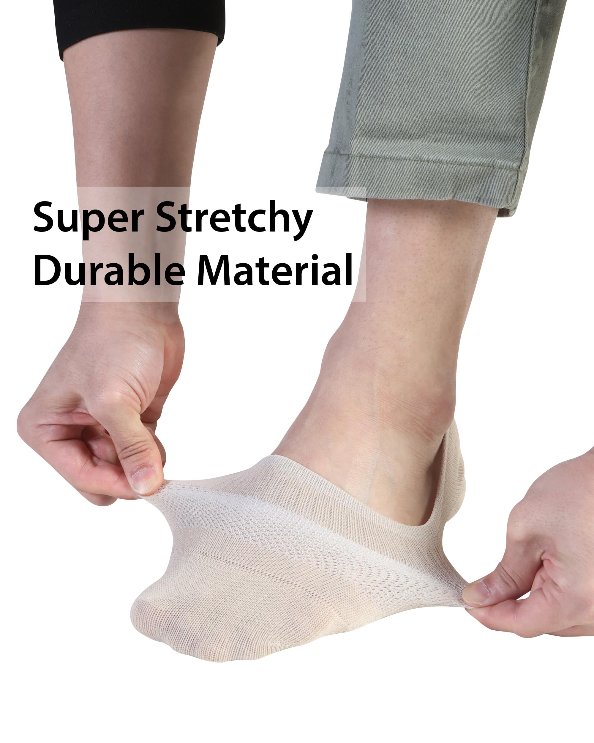 Pro Mountain Thin No Show Socks Women Seamless Wide Toe Box For Health Size S Beige 6 Pack Liner Thin Footies Casual Sneakers Loafer Flats US Shoe 6-8