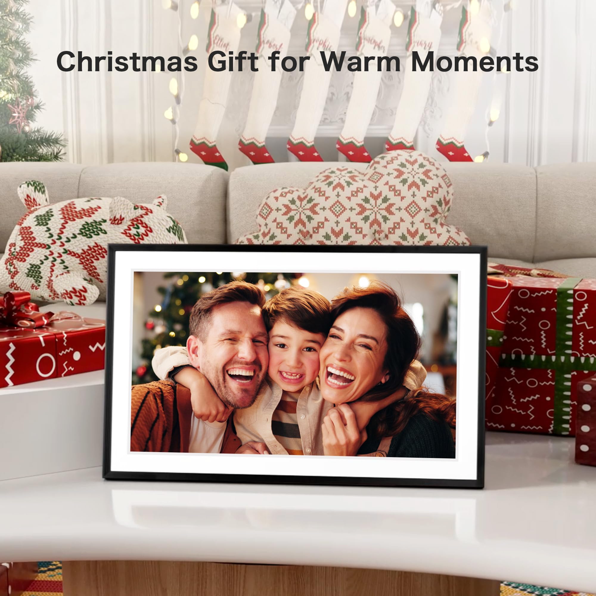 Digital Picture Frame, 15.6 Inch Large Frameo Digital Photo Frame WiFi, 32GB, 1920 * 1080 IPS HD Touch Screen, Tabletop&Wall-Mounted, Share Picture Video, Birthday, Wedding, for Mom