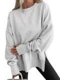 ANRABESS Women Oversized Sweatshirts Thumbhole Long Sleeve Hoodies Shirts 2025 Fall Side Slit Pullover Top Teen Y2k Outfits Grey Small
