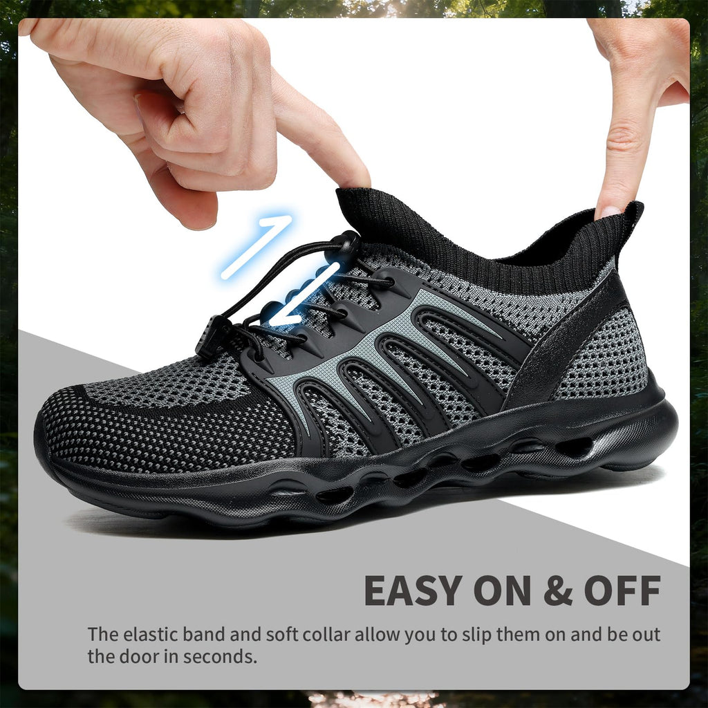 Water Shoes for Men Women Hiking Amphibious Beach Mens Shoes Lightweight Water Sports Shoes for Swimming Fishing Kayaking BlackGrey