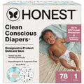 The Honest Company Comfort Dry Disposable Diapers for Sensitive Skin, Hypoallergenic, Fragrance-Free, Above It All + Pattern Play, Club Box Size 1 (8-14 lbs), 78 Count