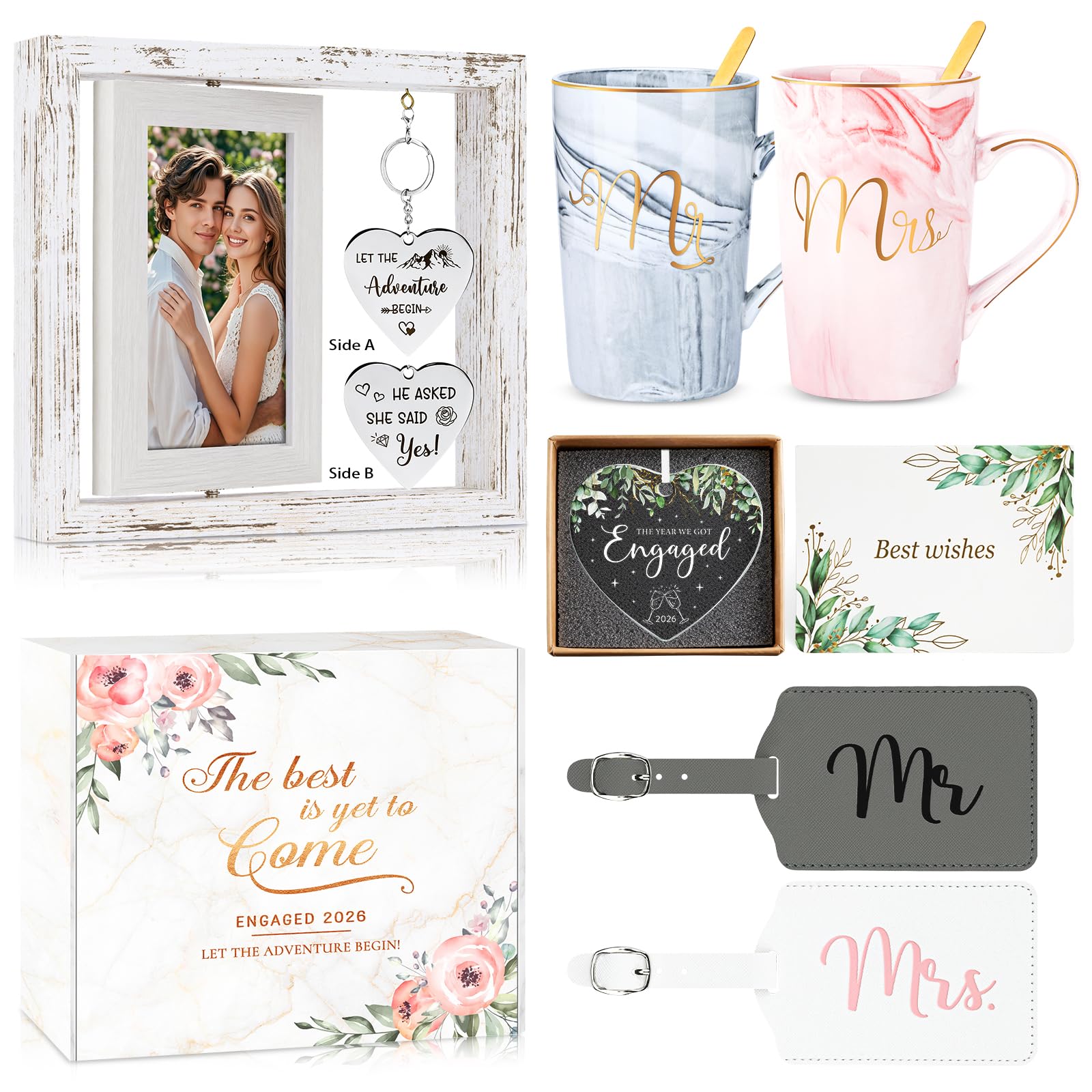 HELORAY Engagement Unique Gifts for Couples Wedding Registry Gifts Ideas for Bride To Be Bridal Shower Present Marriage Mr and Mrs Bachelorette Gift for Bride Newly Wed Essentials Must Haves