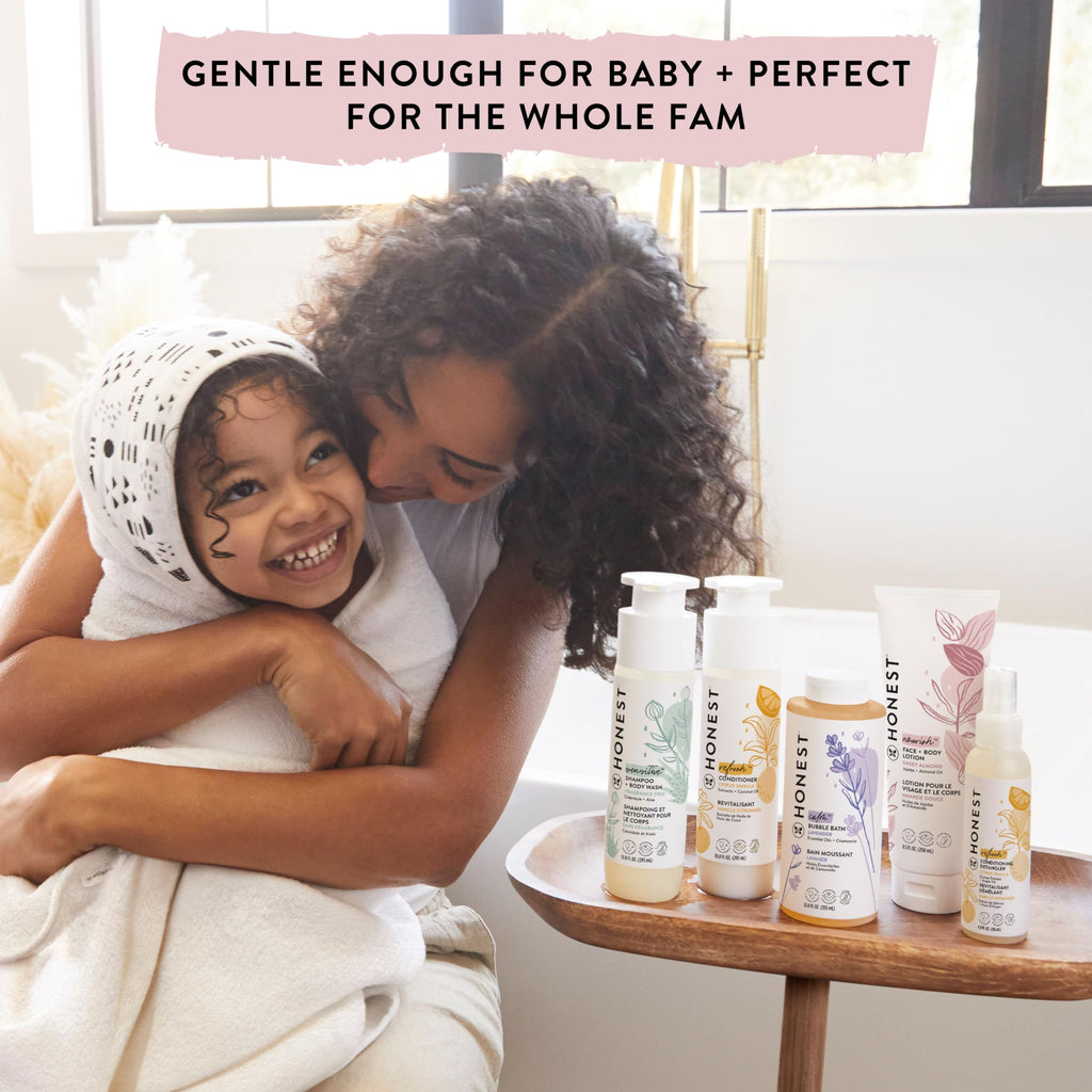 The Honest Company 2-in-1 Cleansing Shampoo Body Wash Gentle for Baby, Naturally Derived, Tear-free, Hypoallergenic, Lavender Calm, 18 fl oz