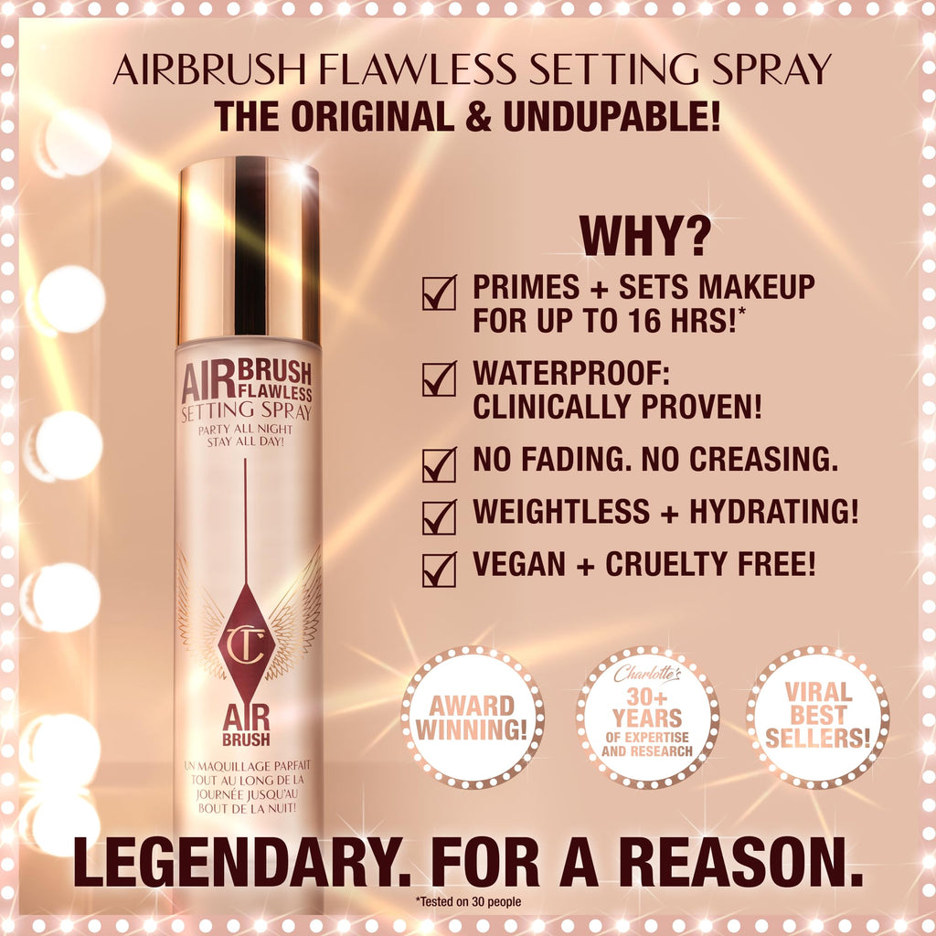 Charlotte Tilbury Protect & Prime Makeup Kit - Invisible UV Flawless Primer SPF 50 + Airbrush Flawless Setting Spray Duo - Hydrating, Smoothing & Long-Wear Makeup Essentials