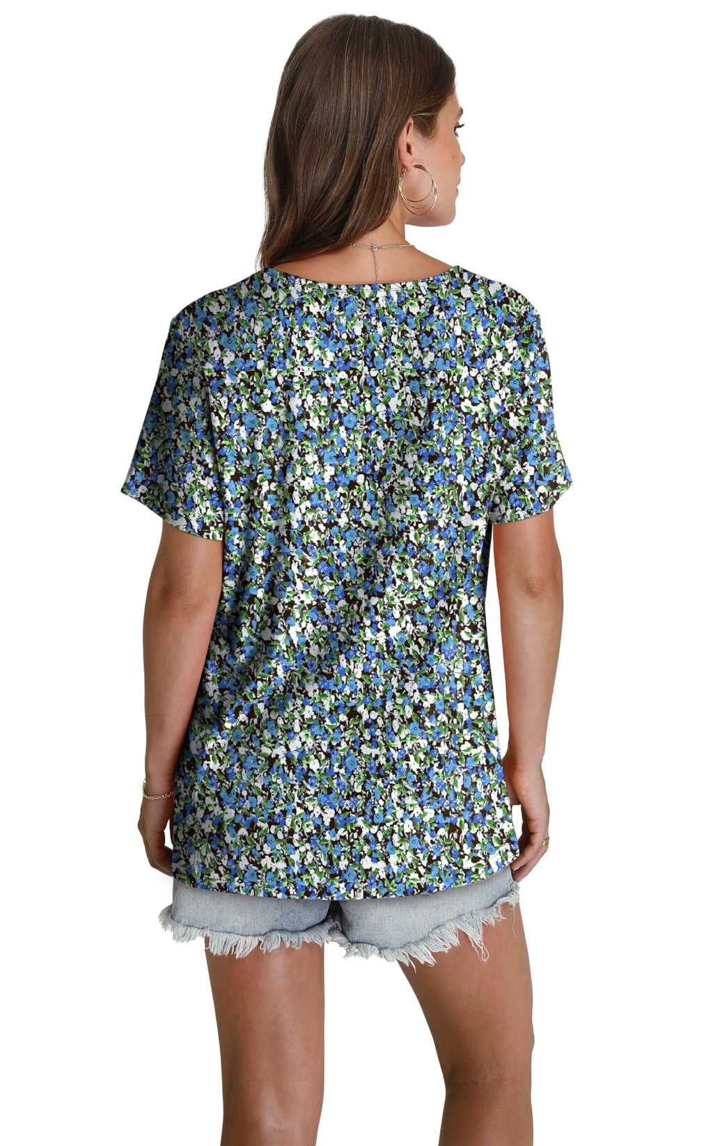 Womens Summer Tops Boho Trendy Short Sleeve Shirts for Women Casual Spring Outfits V Neck Blouses Beach Vacation Plus Size Clothes Resort Wear Cruise Essentials 2026 Oversized Hawaiian Maternity