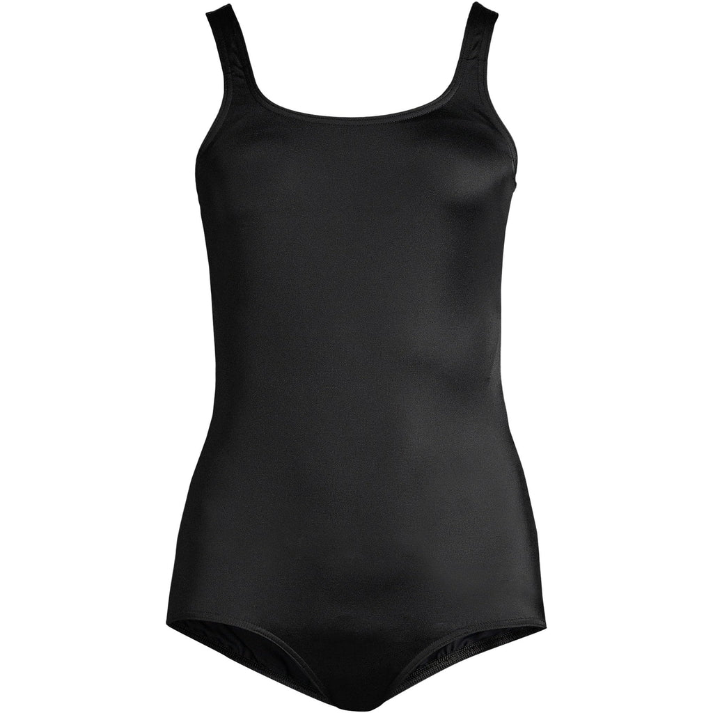 Lands' End Womens Chlorine Resistant Tugless Tank Soft Cup One Piece Swimsuit Black Regular 2
