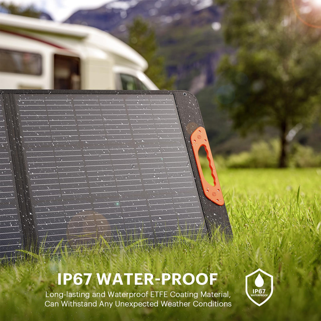 ZOUPW 200W Portable Solar Panel for Power Station,23.5% Efficiency Mono Foldable Solar Charger with 4 Kickstands for Jackery Explorer/Bluetti/EcoFlow,IP67 Waterproof for Camping RV Off-Grid Backup
