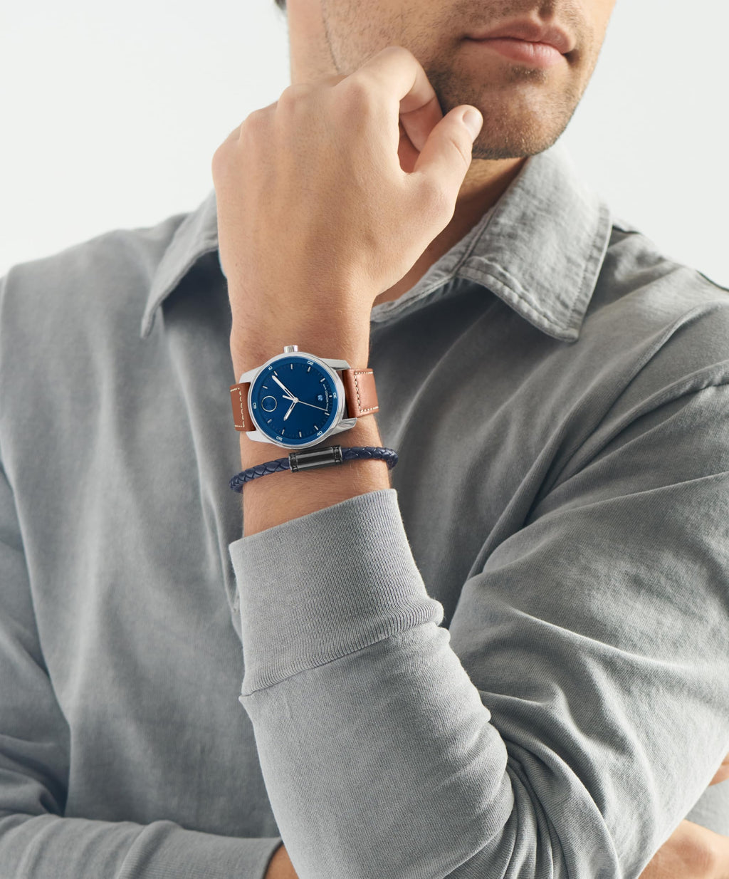 Movado Bold Verso Men's Luxury Quartz Watch - Swiss Movement, Leather Strap - Water Resistance 30 Meters (3ATM) - Classic Timepiece - Gift for Him - 42mm