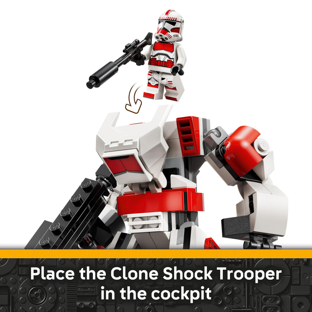 LEGO Star Wars Clone Shock Trooper Mech Building Toy for Boys & Girls - Poseable Star Wars Figure W/Pretend Play Blaster & Stud Shooter for Kids & Fans, Ages 6+ - Gift Idea for Birthdays - 75448