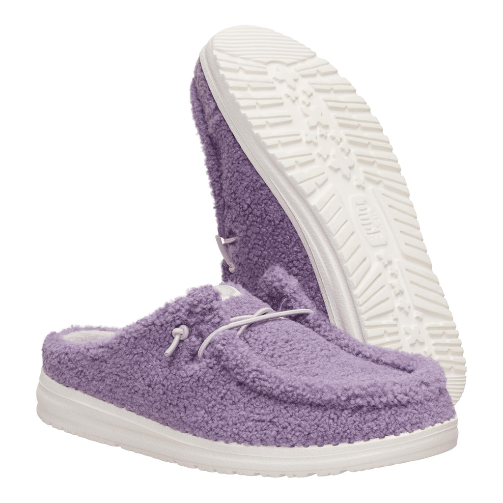 HEYDUDE Wendy Slip Sherpa Purple Ash Size 8, Women’s Shoes, Slip-on Mules, Comfortable & Light-Weight