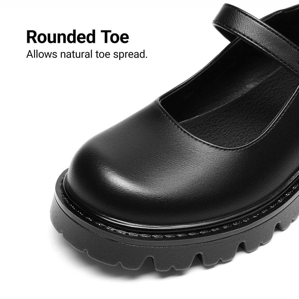 DREAM PAIRS Mary Jane Platform Shoes for Women Closed Toe Chunky Block Heel Cute Dress Shoes,Size 7.5,Black-Pu,SDPU26015W