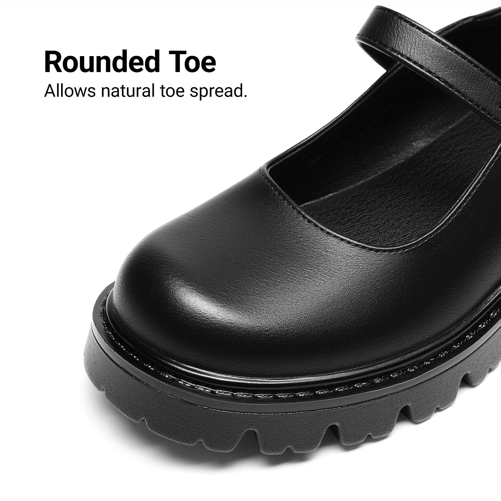 DREAM PAIRS Mary Jane Platform Shoes for Women Closed Toe Chunky Block Heel Cute Dress Shoes,Size 7.5,Black-Pu,SDPU26015W
