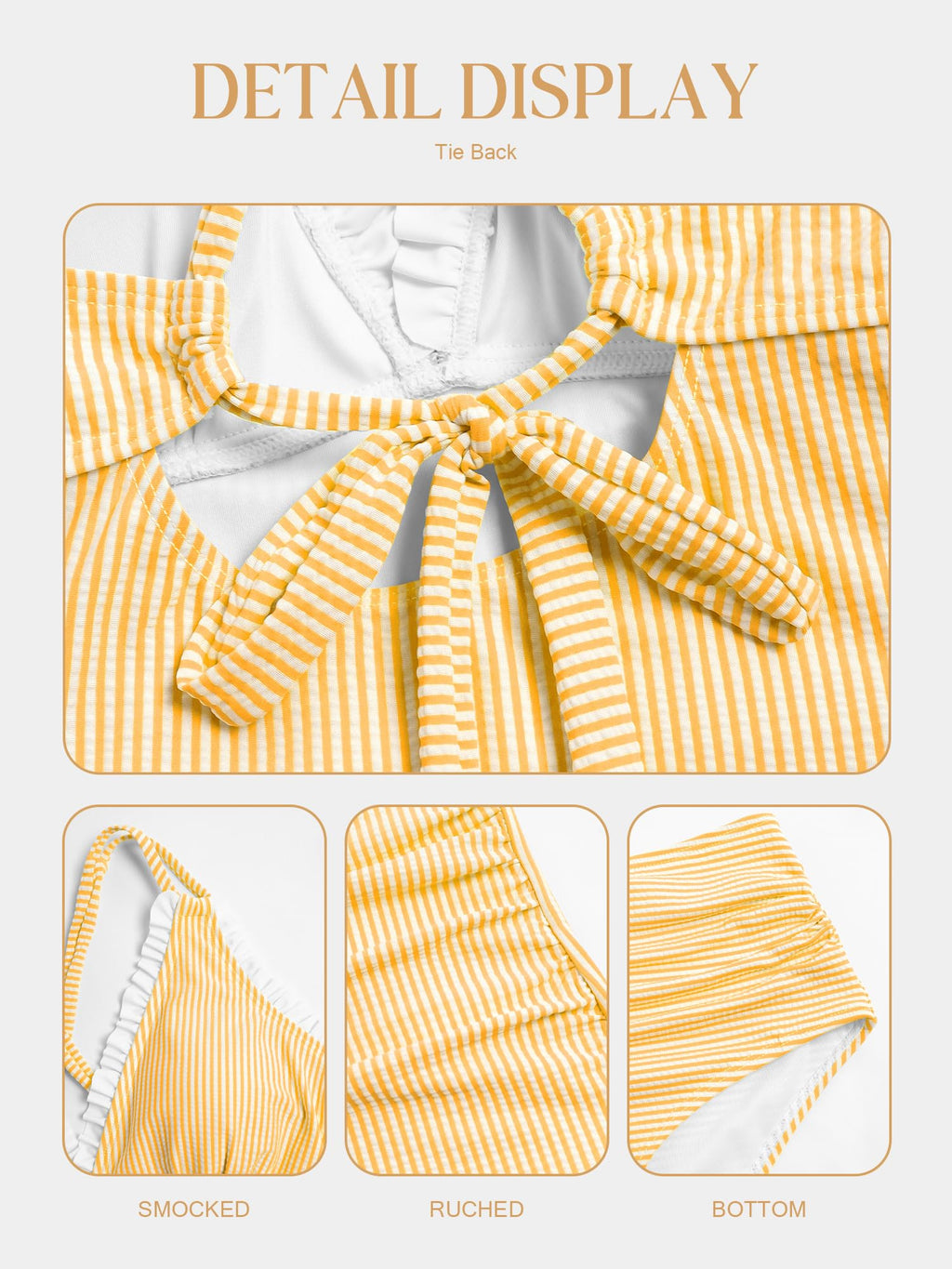 ZAFUL Womens Tankini Bathing Suits Modest Two Piece Swimsuit Smocked Push Up Slimming Tankinis with High Waisted Full Coverage Bottom Sexy Adjustable Straps Ruched Tummy Control Swimwear Yellow L