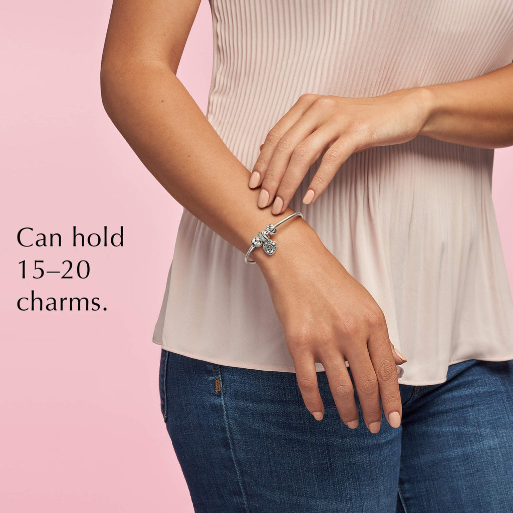 Pandora Jewelry Smooth Moments Snake Chain Charm Sterling Silver Bracelet, 6.3"