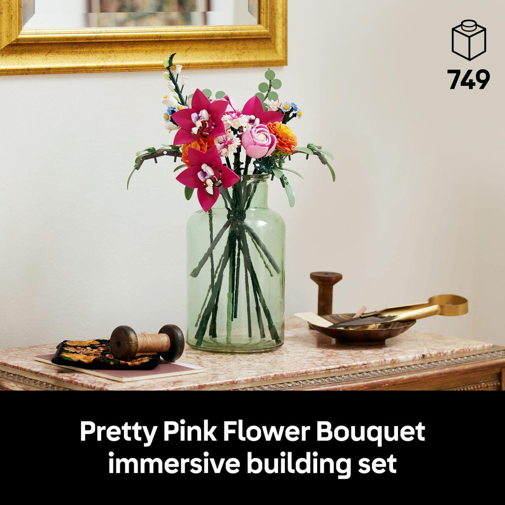 LEGO Botanicals Pretty Pink Flower Bouquet Building Set for Adults - Gifts for Birthdays for Her- Artificial Flowers for Decor or Table Display - 10342