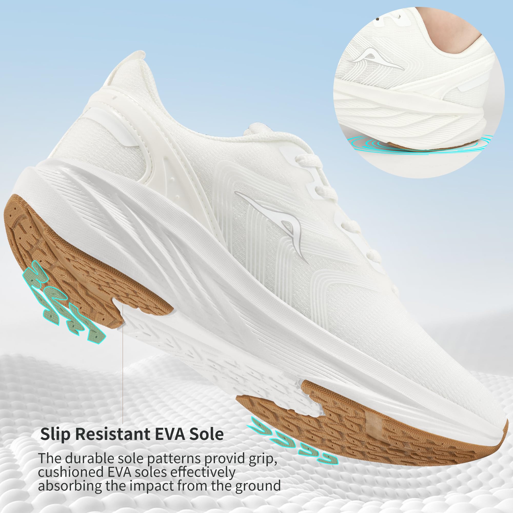 Ablanczoom Womens Walking Shoes Breathable Mesh Non-Slip Sole Lightweight Sneakers for Casual Athletic Workout White