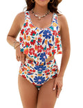 Edelqual Tankini Swimsuits for Women Plus Size Tummy Control Bathing Suit Mom Maternity Two Piece Top Full Coverage High Waisted Bikini Bottom 2026(Retro Floral,XXL)